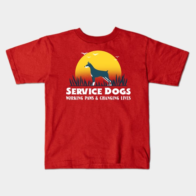 Service Dogs Working Paws Changing Lives Service Animals Kids T-Shirt by Brindle & Bale